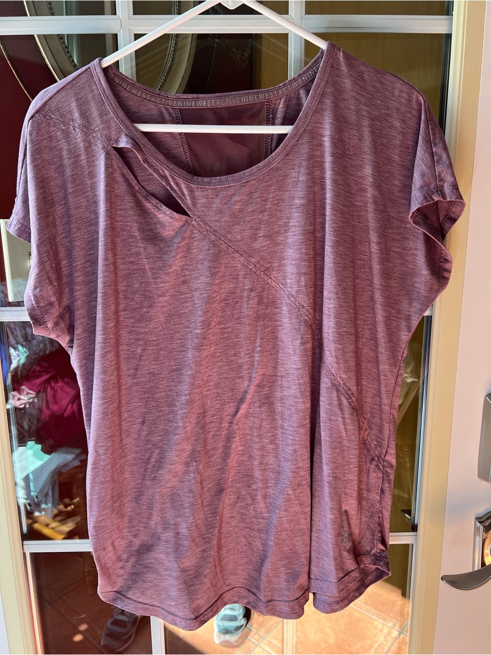 Nine West Heathered Plum Short-Sleeve Scoop Neck Top